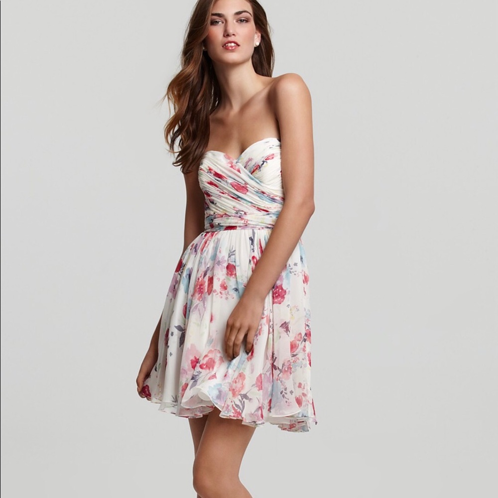 NWT Jill Stuart Silk Floral Cocktail Dress with Tie Waist and Removable …